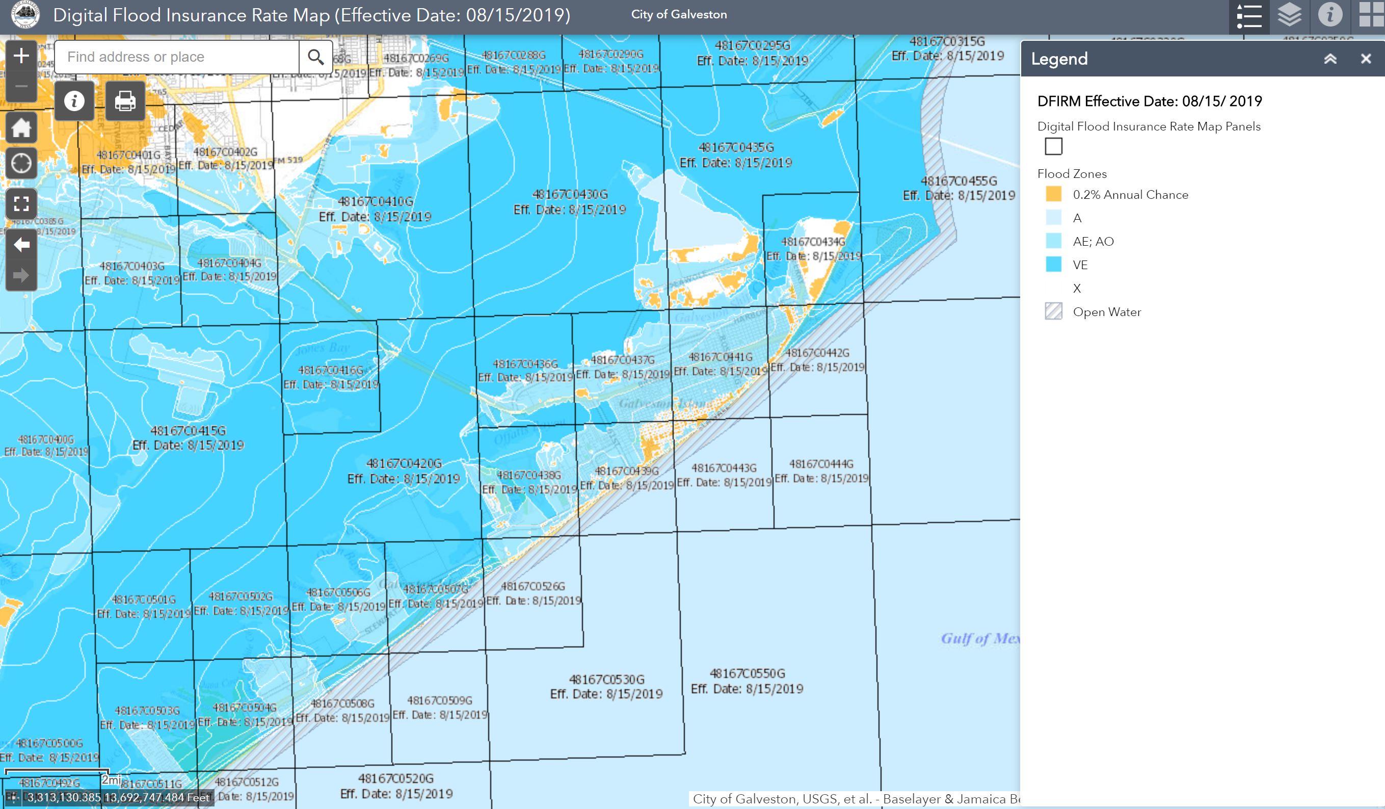 Galveston flood map