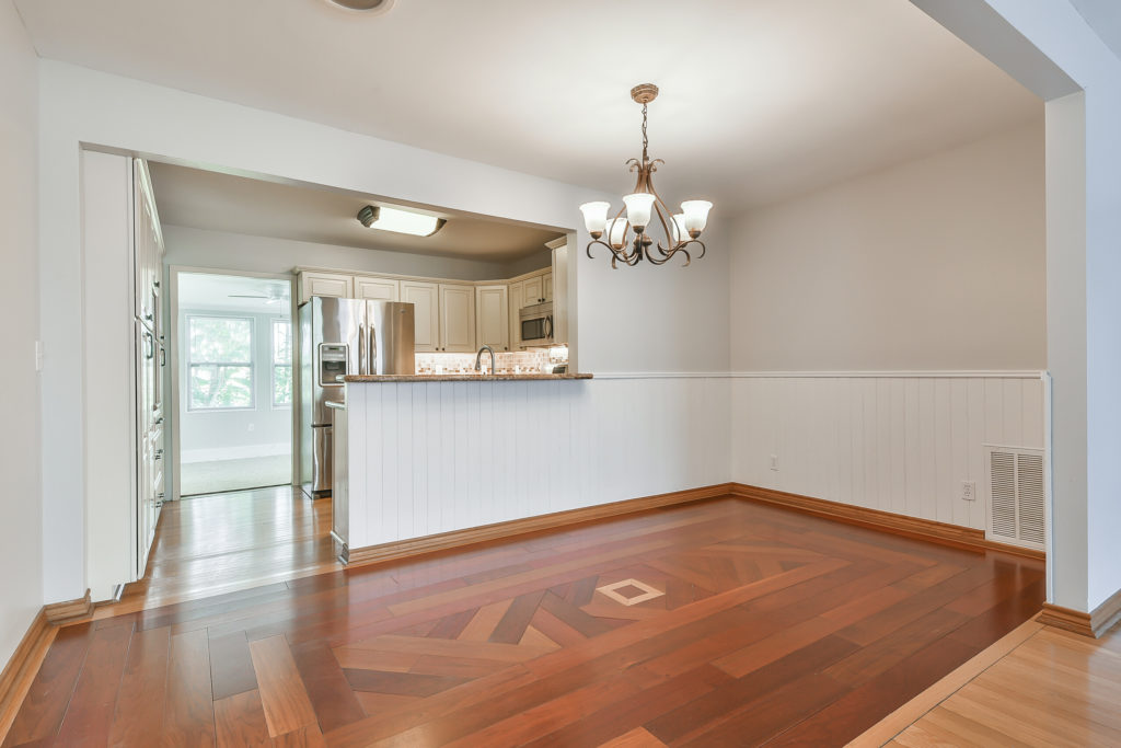 Dining area with breakfast bar.